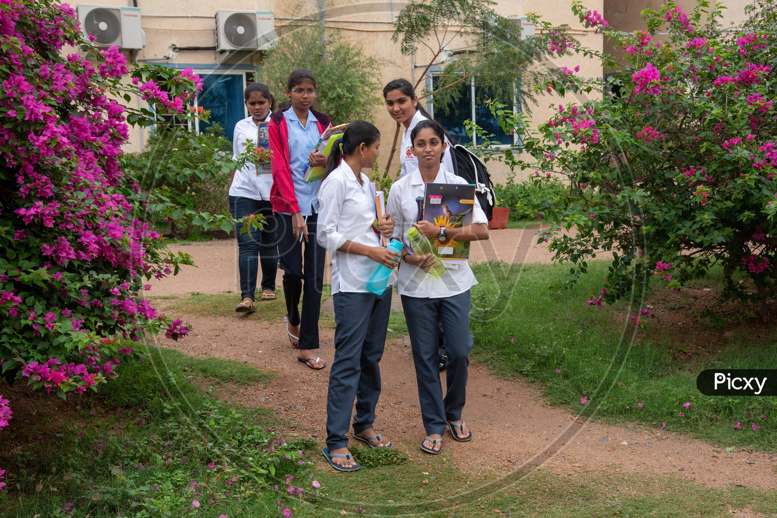 Students heading to examination hall at an Educational Institute in Hyderabad
