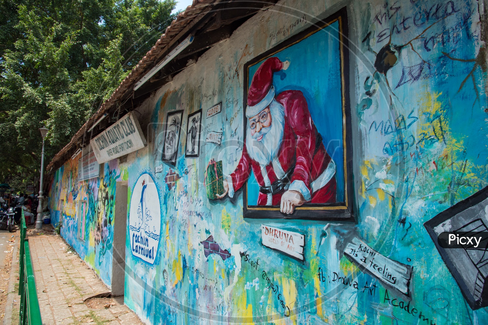 Santa Cruz wall art at Fort Kochi Beach,Kerala.