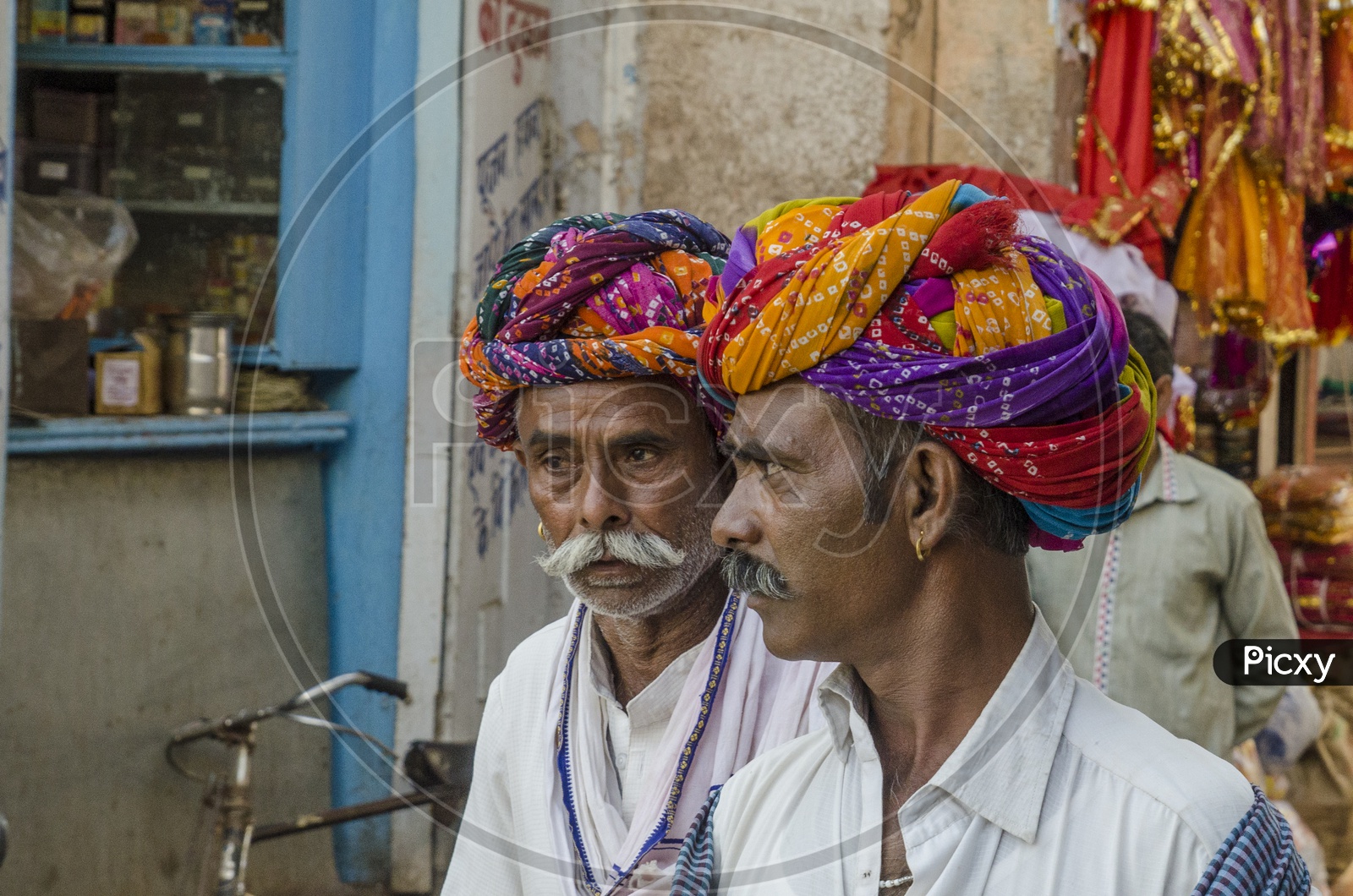 Rajasthani Men Wearing Traditional Turban at Bundi, Rajasthan