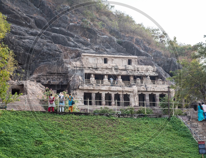 Visitors at Undavalli Caves,Vijayawada