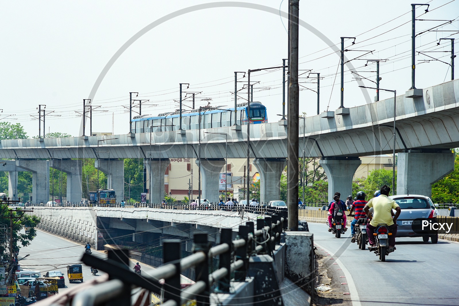 Hyderabad Metro Rail passing over Tarnaka Flyover