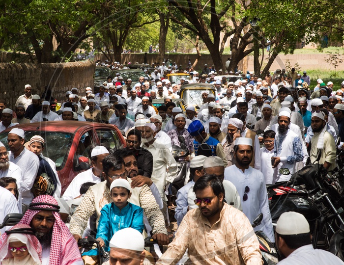 Crowd at Qutb Shahi Tombs after Eid Prayers