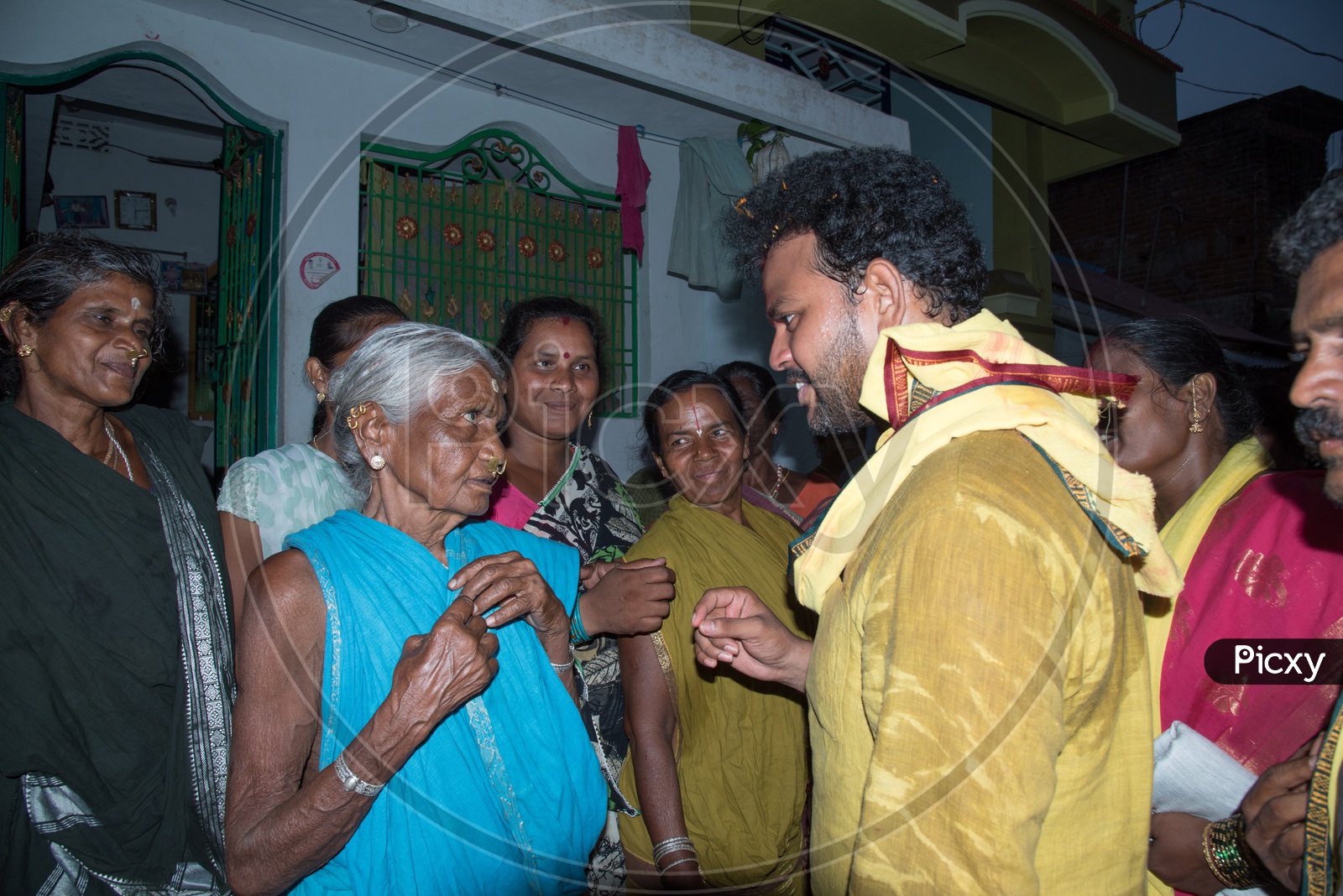 Srikakulam MP, Ram Mohan Naidu listening to the locals at Telukunchi Village