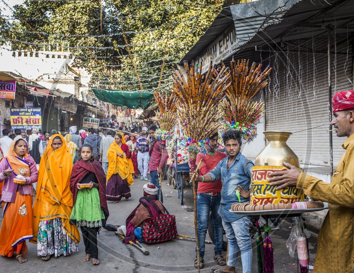 People walking on Pushkar Streets