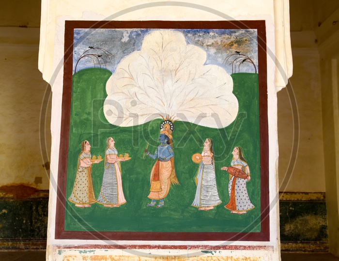 Painting on walls of Amer Palace
