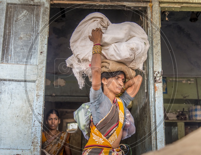 Lady worker in Monda Market Hyderabad