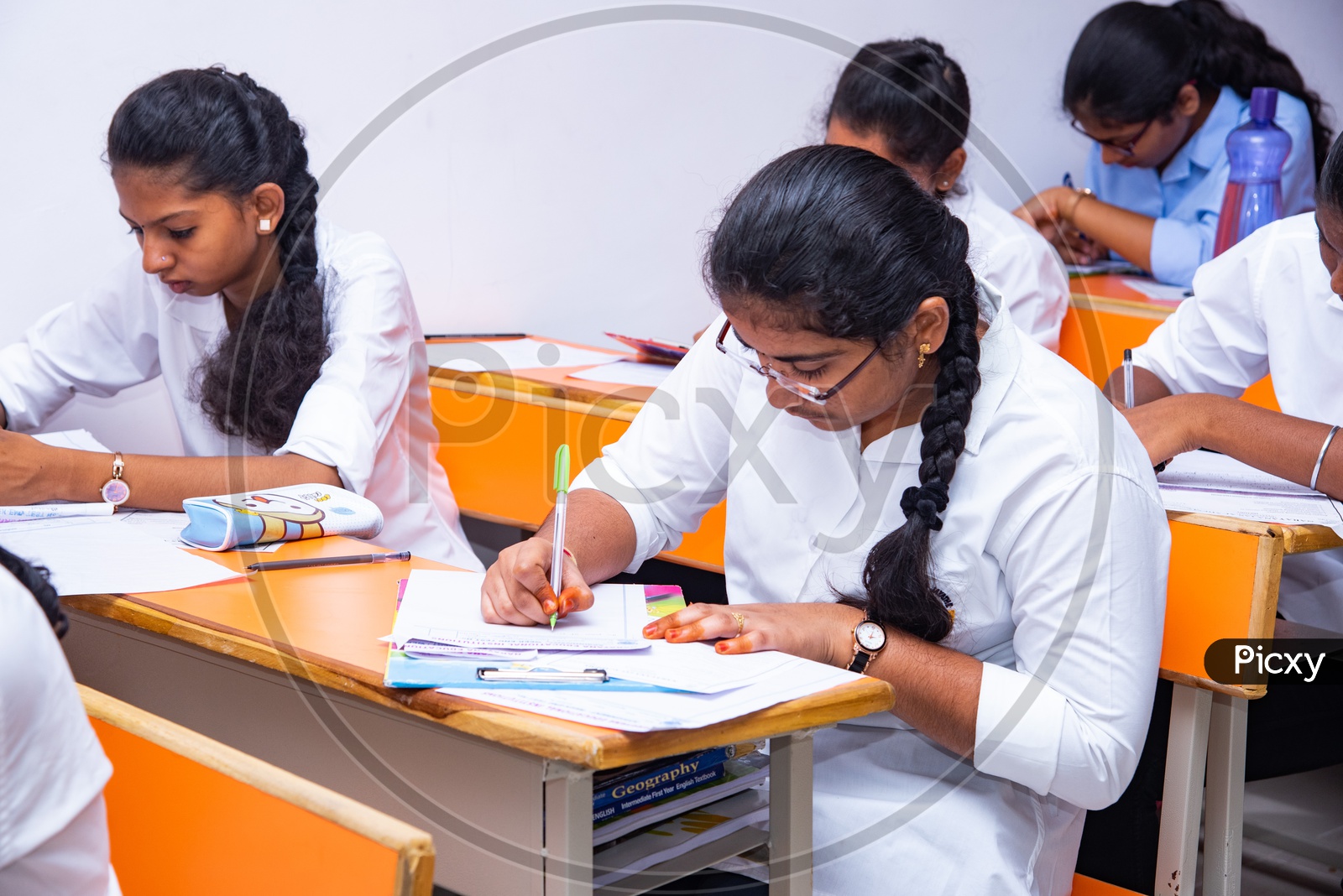 Student write exams in an educational institute in Telangana