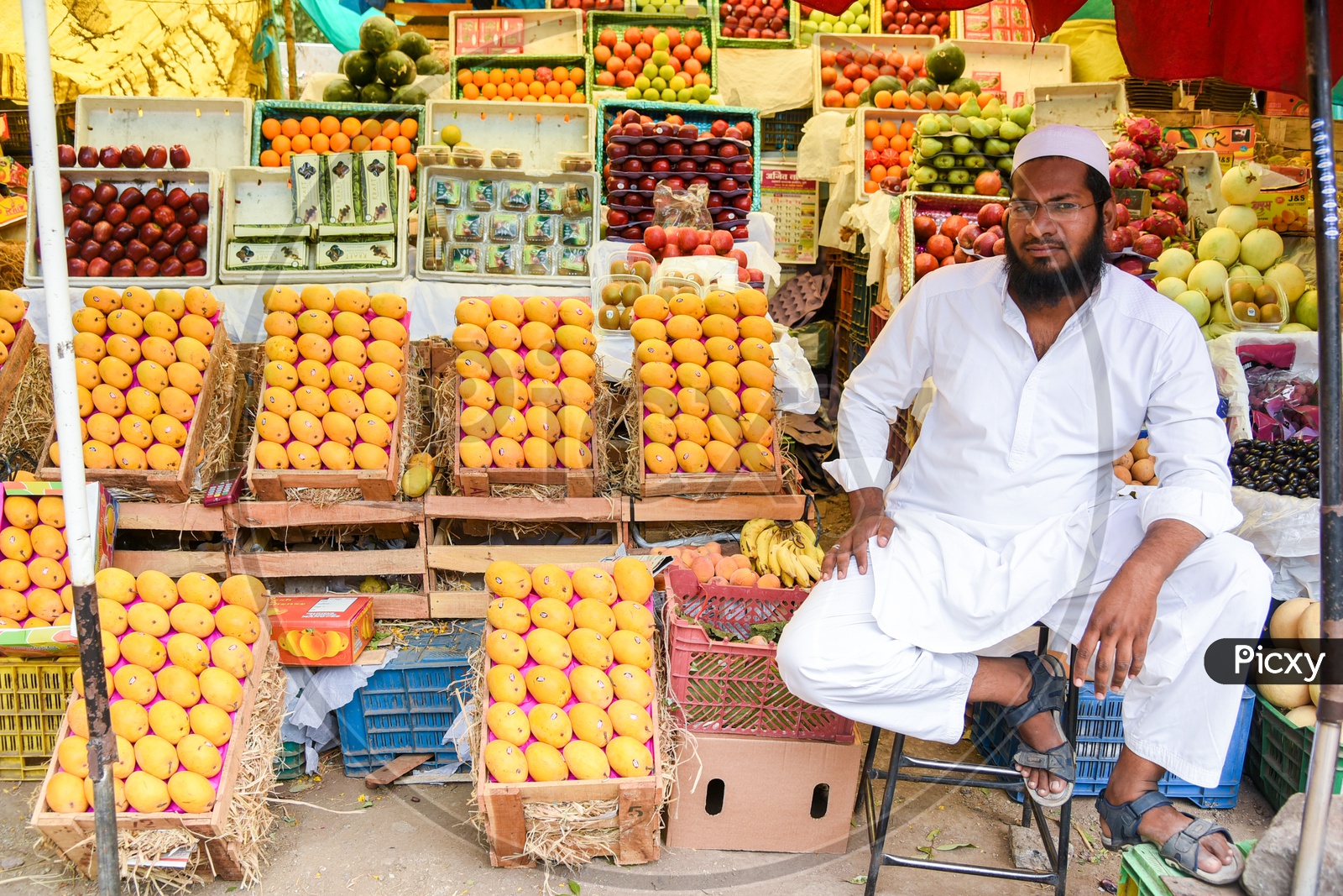 Fruit Vendor at Fruit Market in Pune