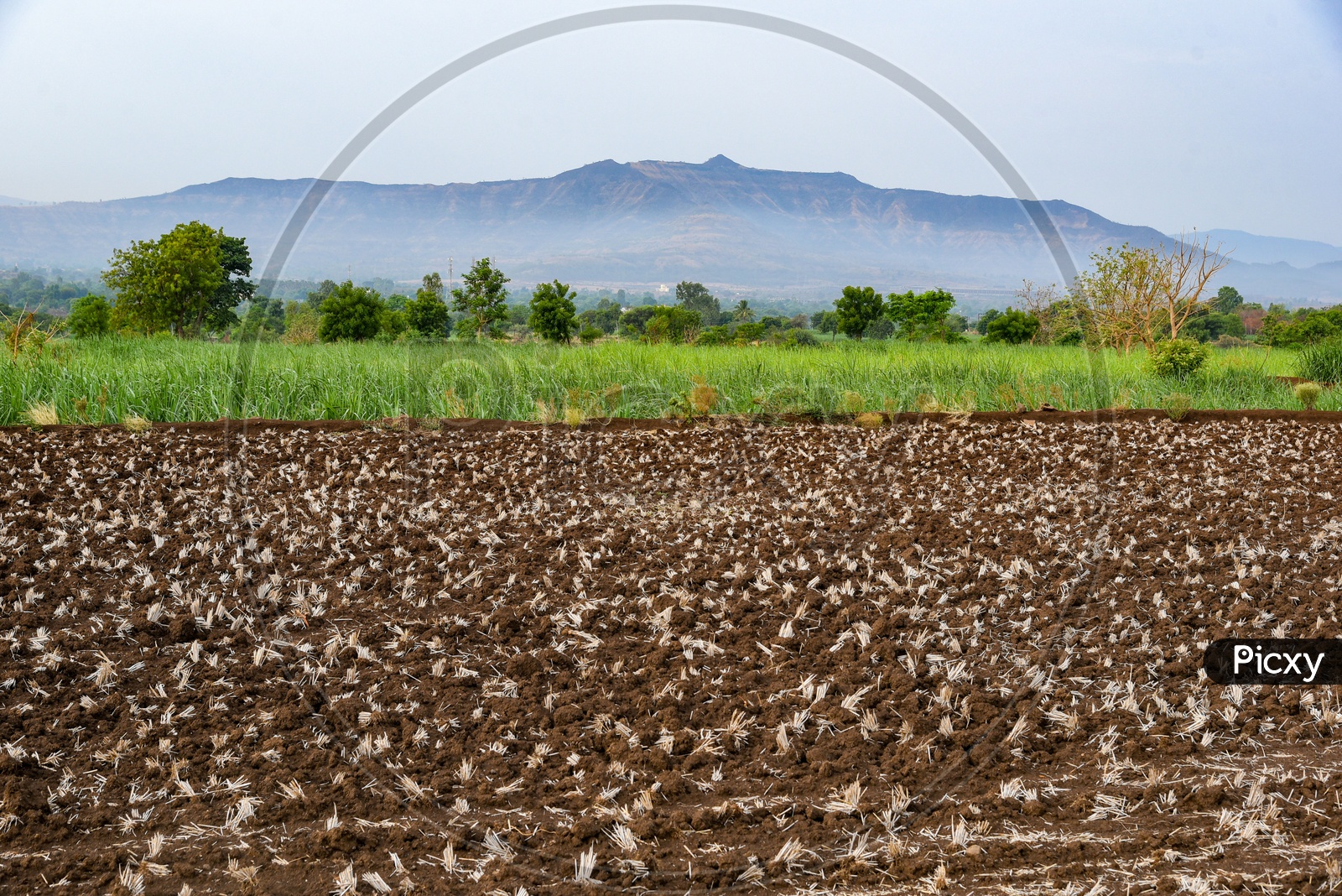 Ploughed farm fields before monsoon.
