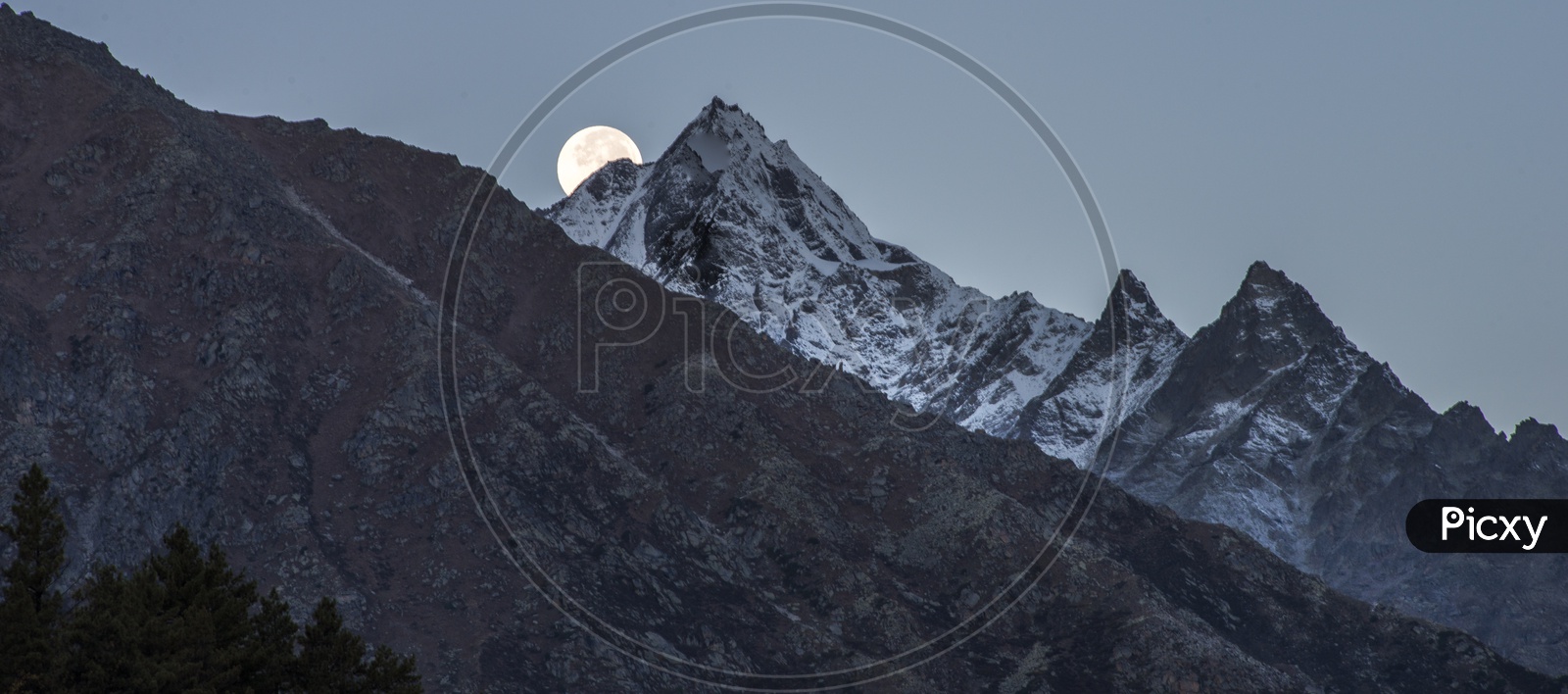 Moon Set at Chitkul Village
