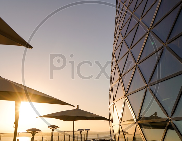 Sunset at  Capital Gate Building
