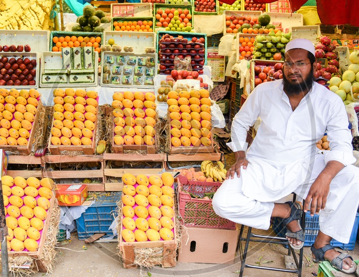 Fruit Vendor at Fruit Market in Pune