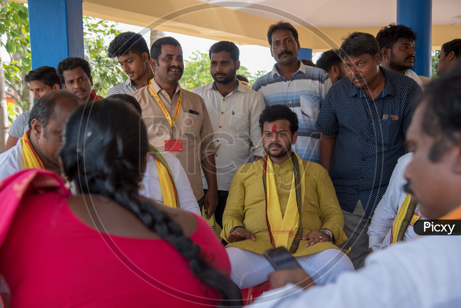 Srikakulam MP, Ram Mohan Naidu listening to the locals at Birlingi Village