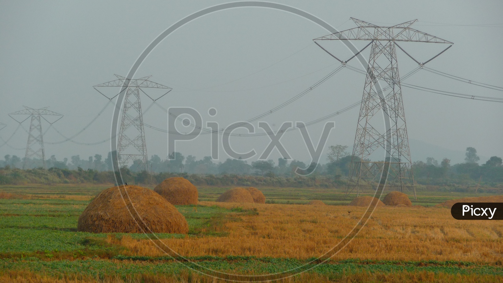 High Tension Transmission Lines in Agriculture Fields
