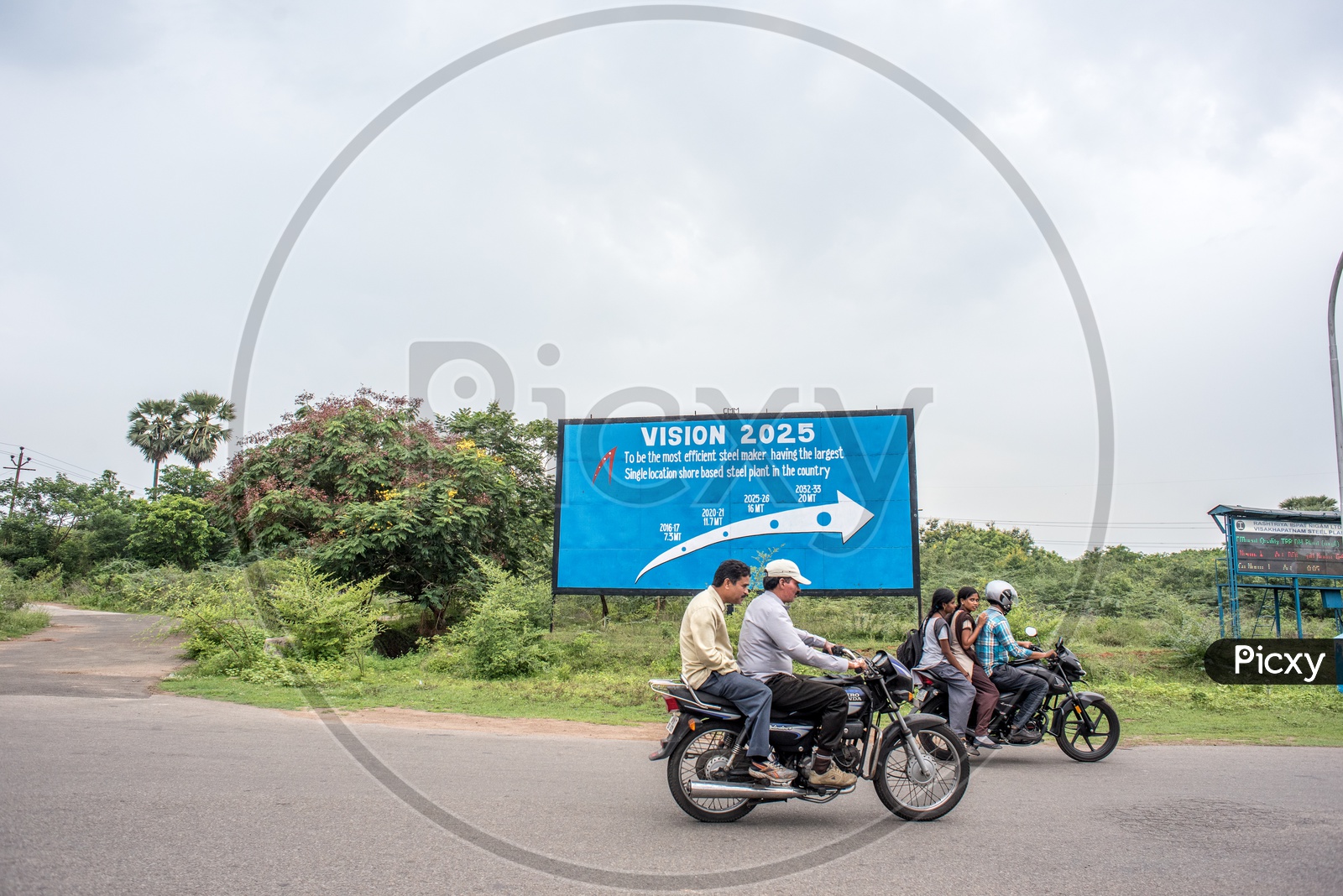 Vision 2025 sign boards in steel plant