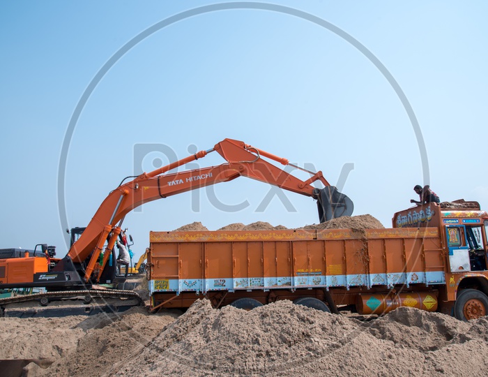 Loading Sand into a Lorry, Uddandarayuni Palem