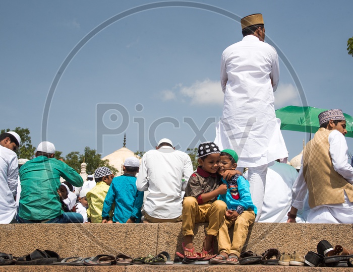 Kids at Eid prayer meet