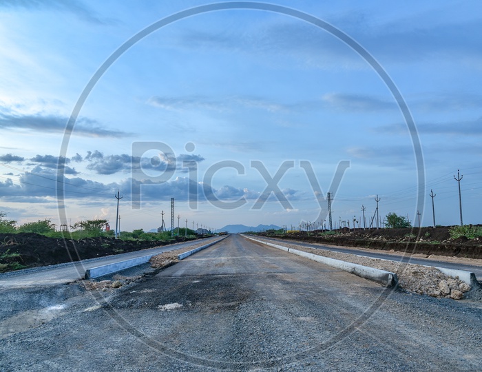 Road under Construction  near Neerukonda, SRM University. Amaravati