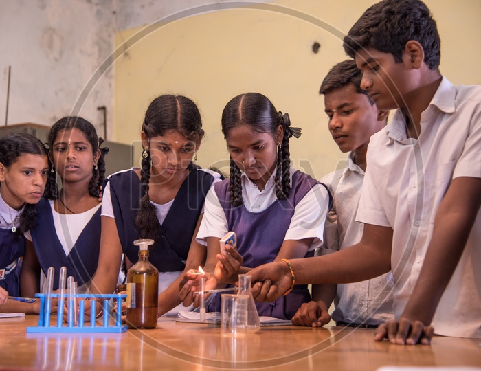 School Students at a Science Lab