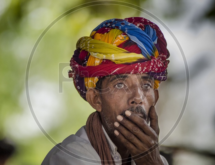Rajasthani Man Wearing Traditional Turban at Bundi, Rajasthan