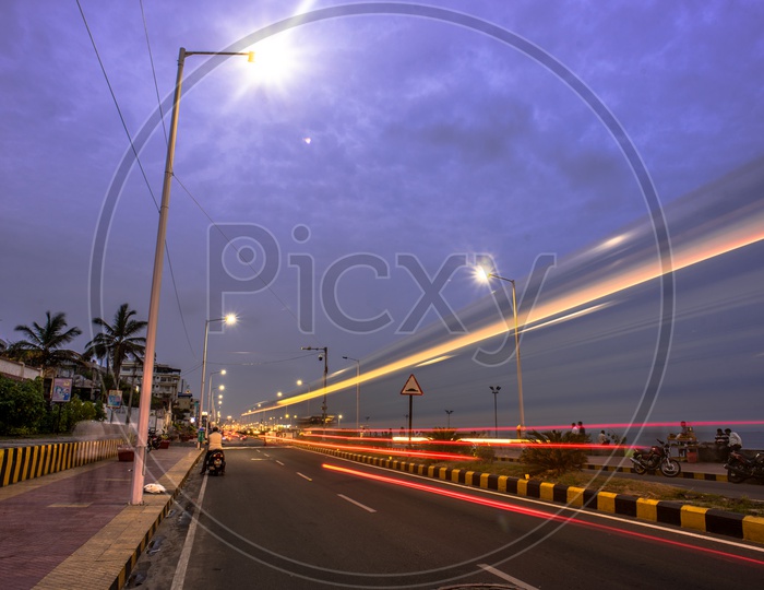 led lights on the beach road