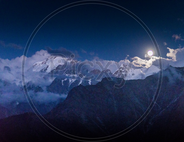 Moon at Kalpa, Himachal Pradesh