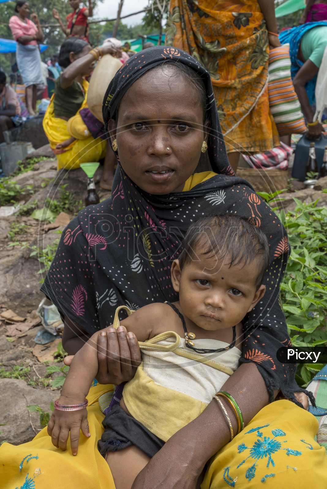 Woman with her kid in Haat Market