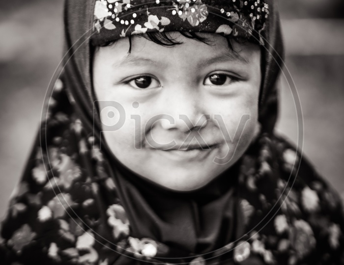 Portraits of a muslim girl in Leh ladakh
