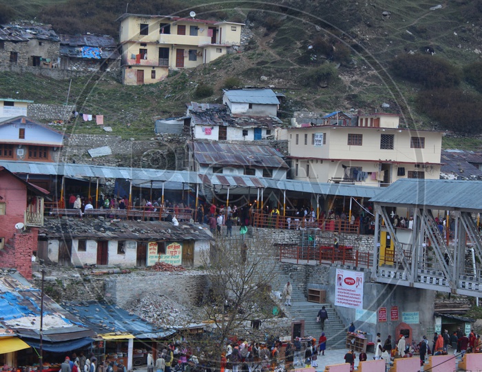 People standing in queue at Bardinath temple