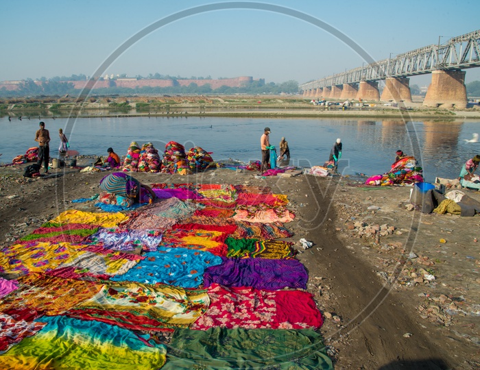 Washing on the banks of River Yamuna