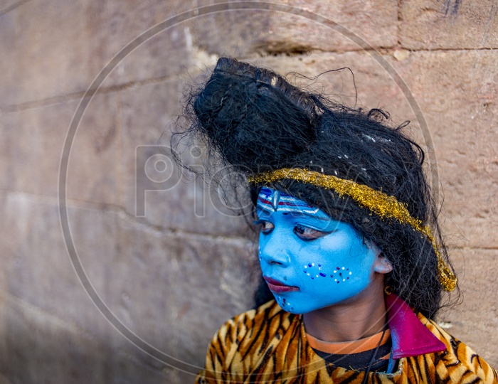 Kid in Lord Shiva attire at Varanasi