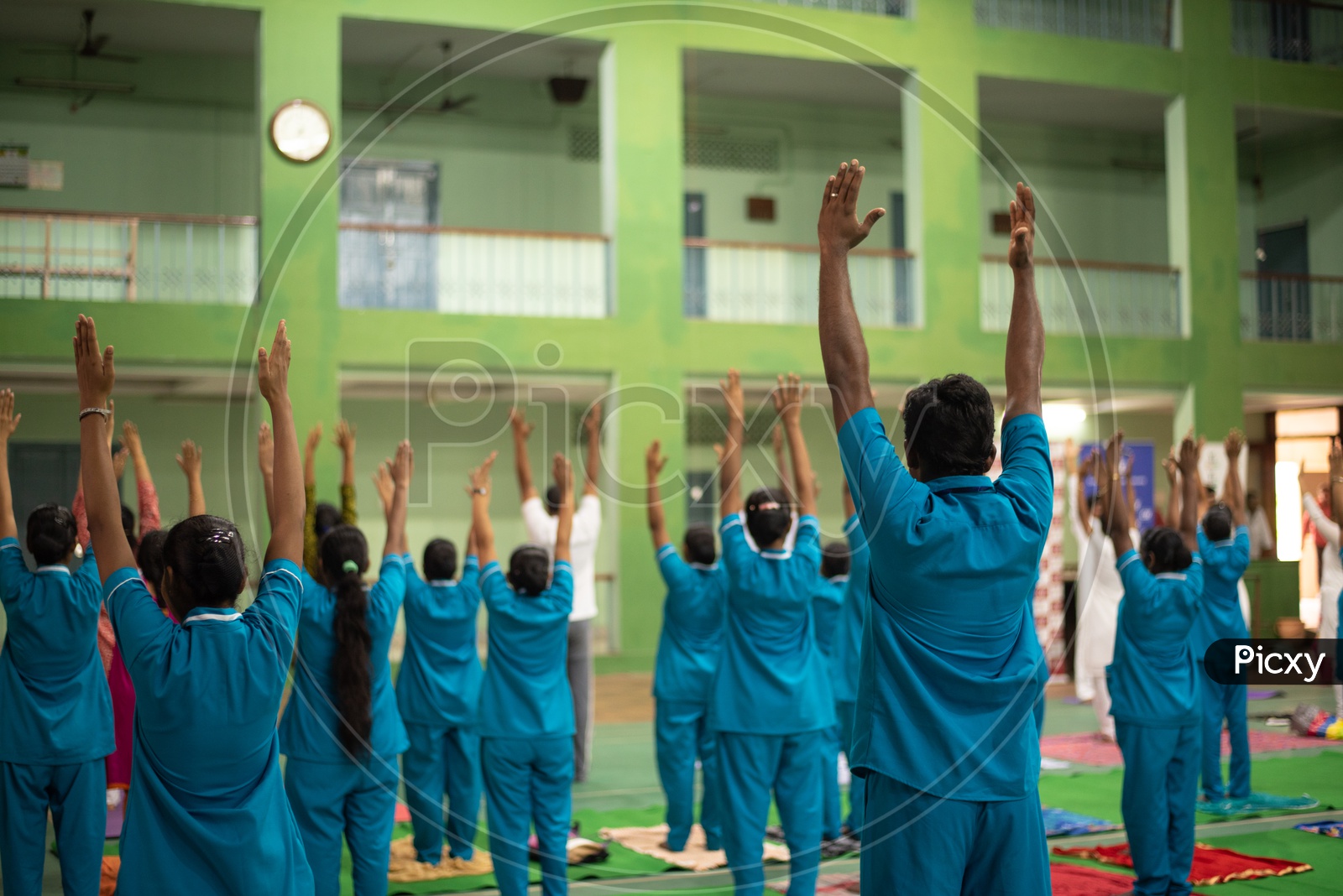 Hospital nurses Practicing Yoga, International Yoga Day, 2018.