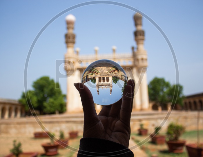 Juma Masjid through a lens ball