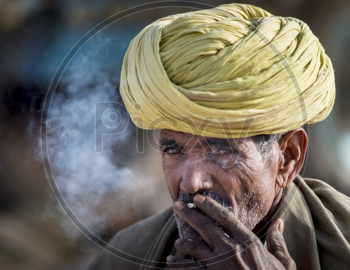 Rajasthani Man Smoking