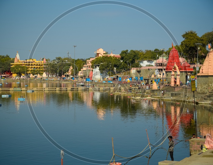 Temples on banks of River Shipra at Ram Ghat, Ujjain