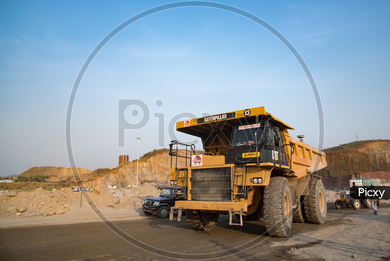 Heavy Machinery at Polavaram Spill way Construction Site.