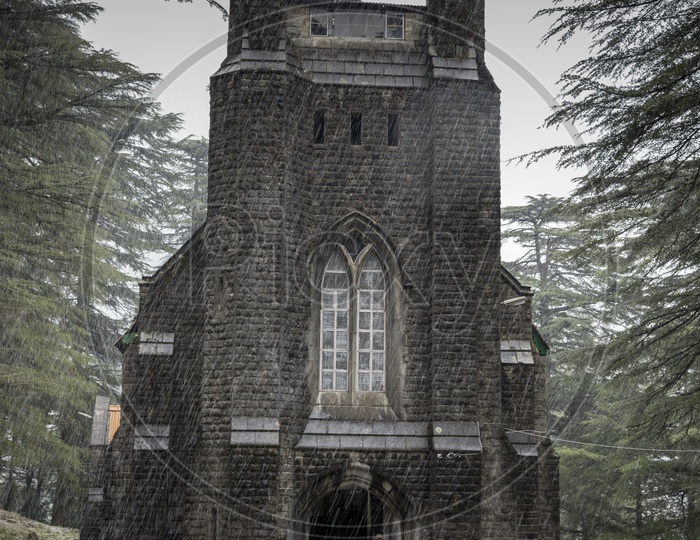Snow Drizzling in-front of Church at Dharmasala, Himachal Pradesh