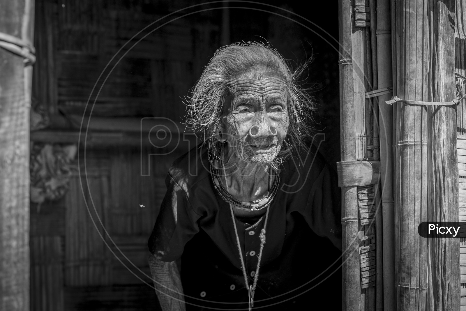 Old woman in Apatani Tribes, Hija Village, Ziro