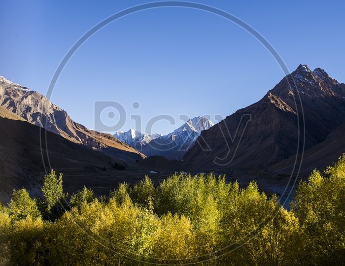Snow Capped Mountains at Mudh Village, Pin Valley