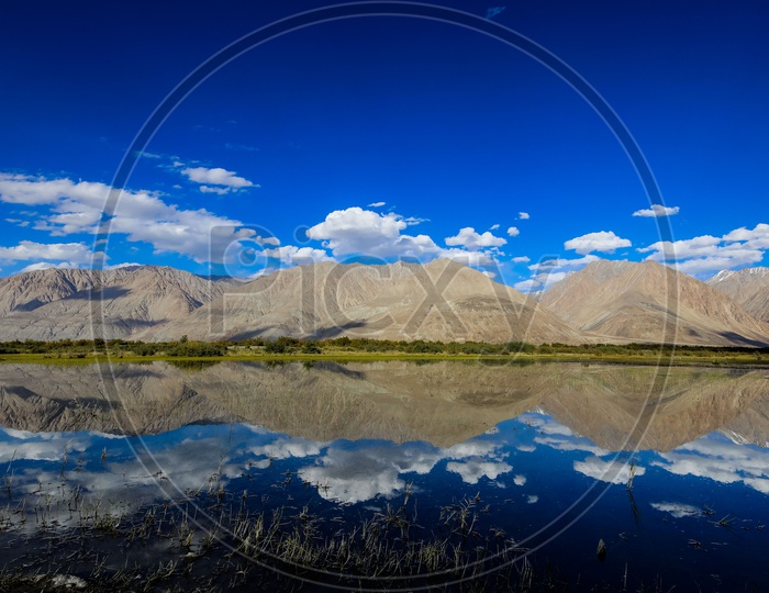 Reflections of Snow Capped Mountains of Leh Ladakh