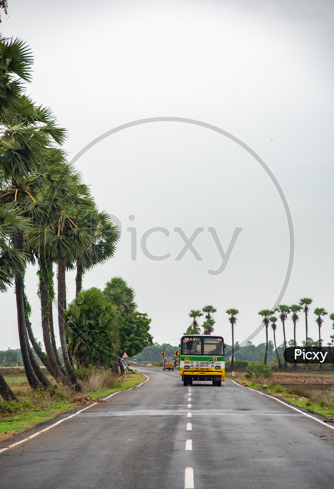 APSRTC bus on Andhra Pradesh State Highways near Repalle.