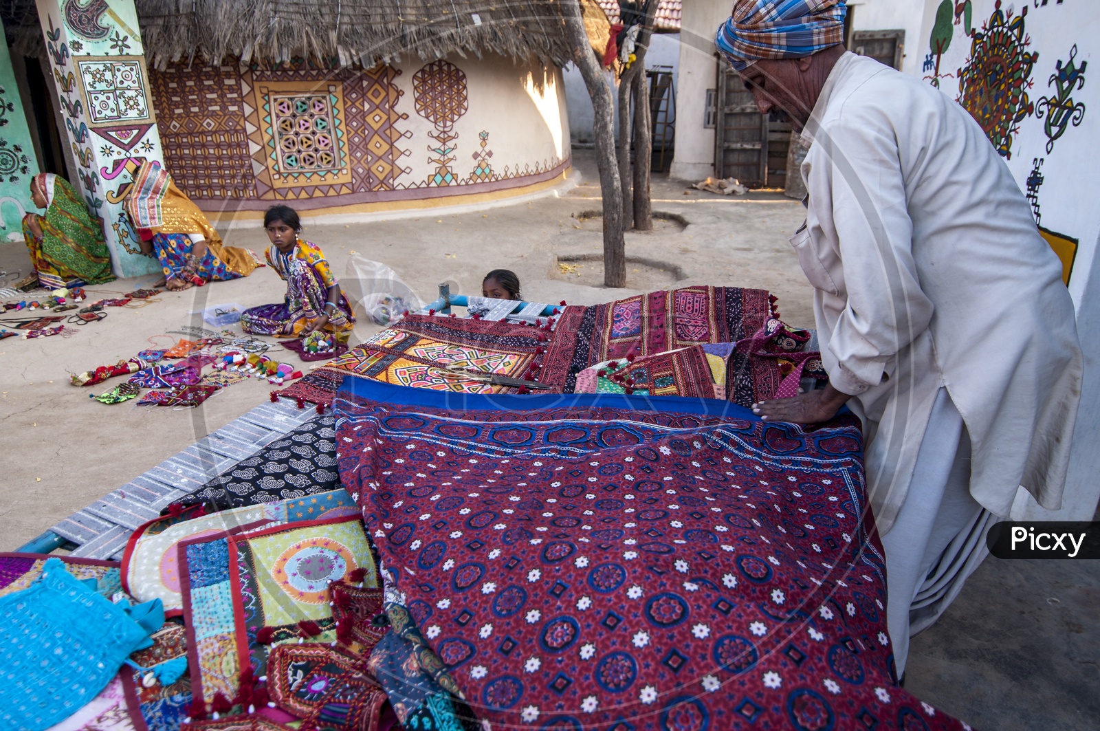 Bed Sheets in Ludiya Village, Kutch