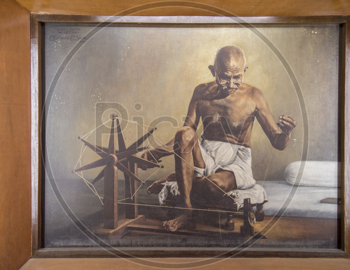 Mahatma Gandhi Painting in Sabarmati Ashram, Ahmedabad