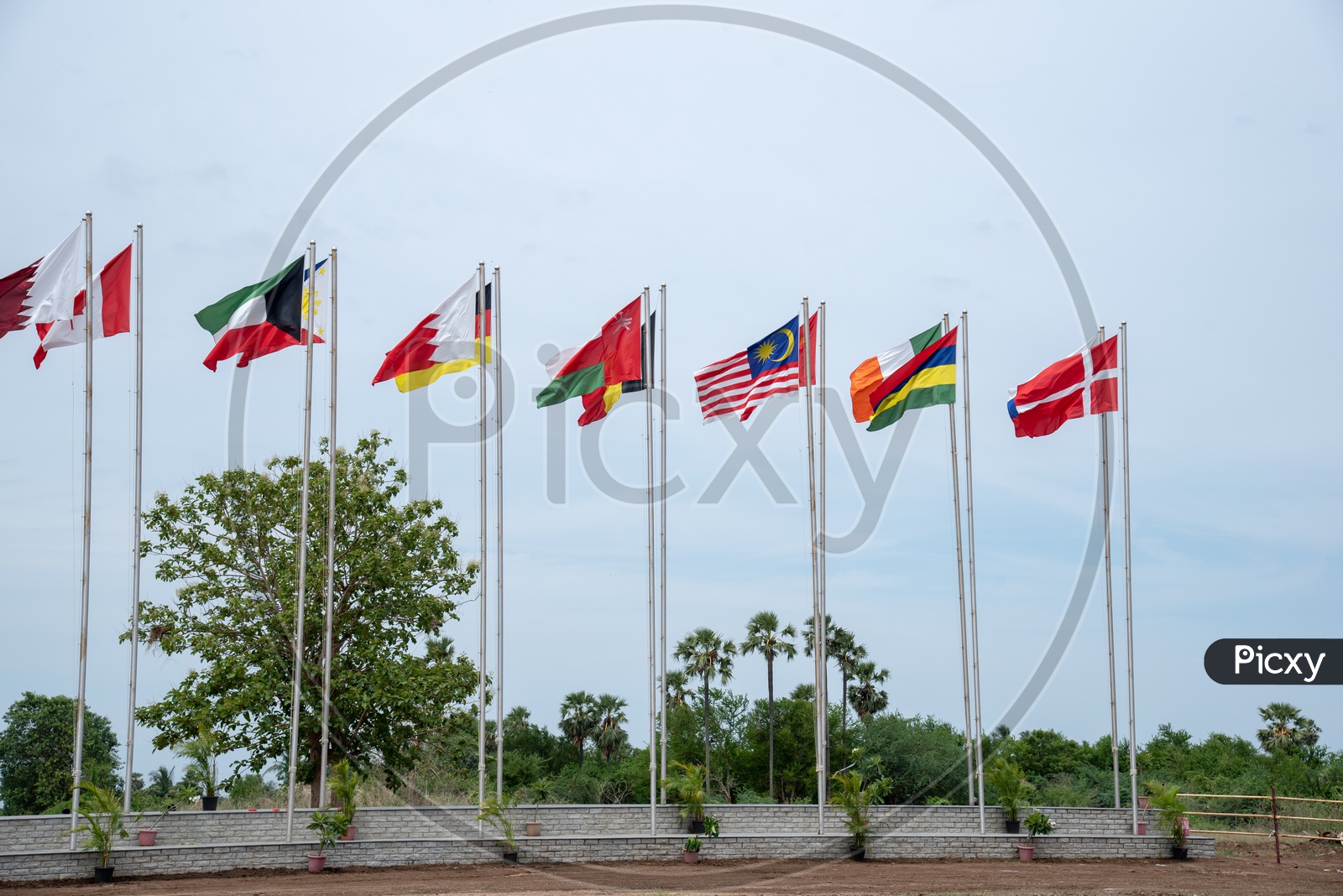 Flags of Different Nations representing Telugu NRI's working in respective Countries