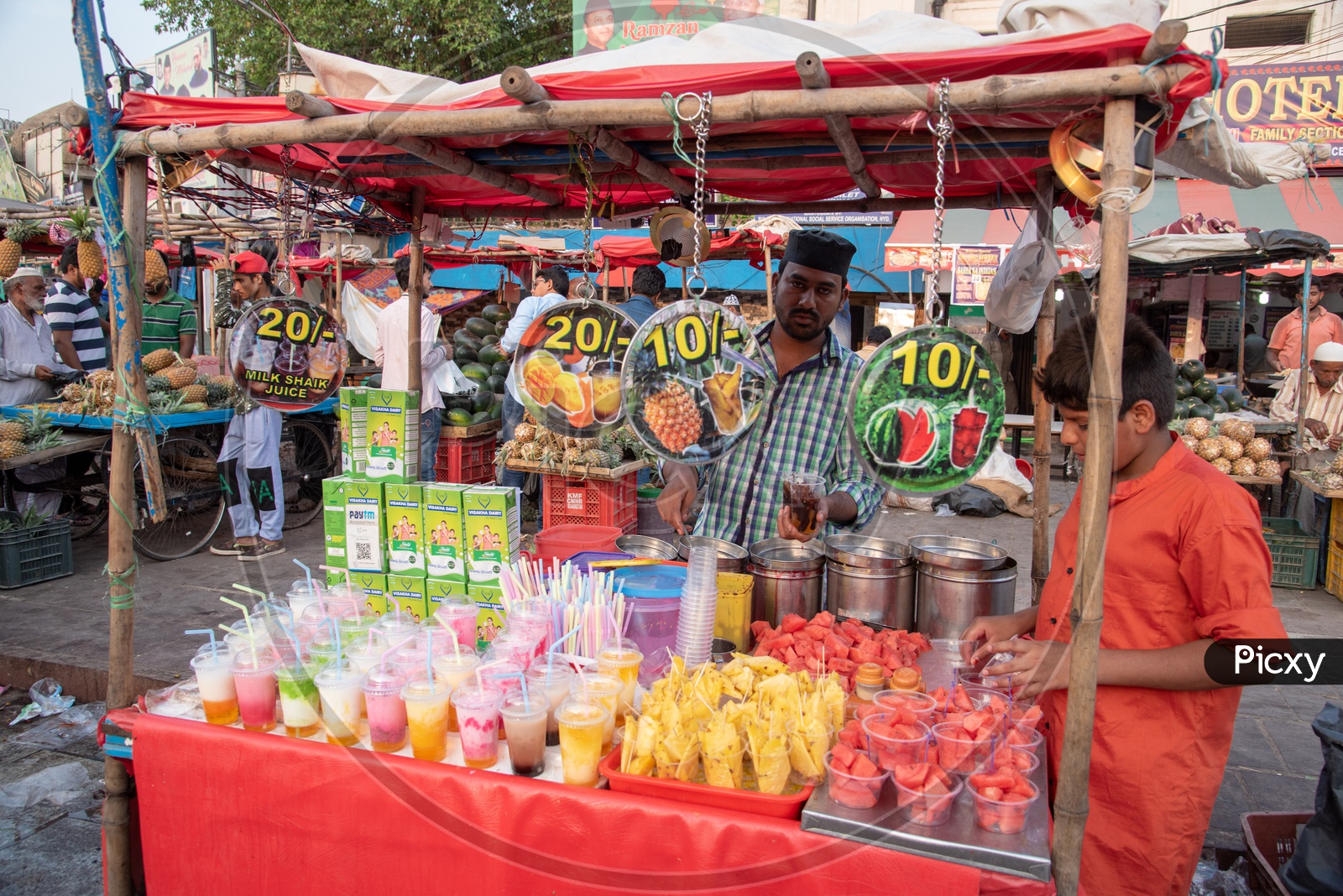 Fruits & Fruit Drinks for sale for breaking fast during Ramadan
