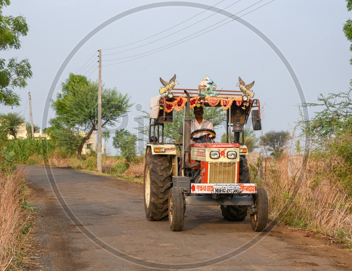 Decorated Tractor at a village in Maharastra