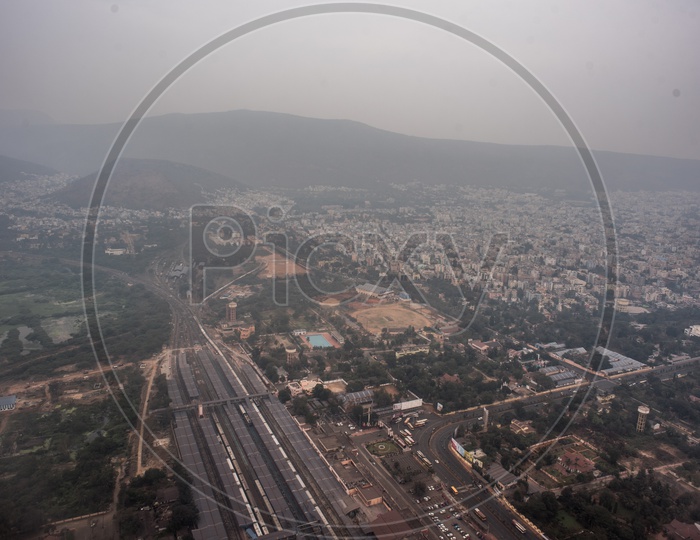 aerial view of visakhapatnam railway station