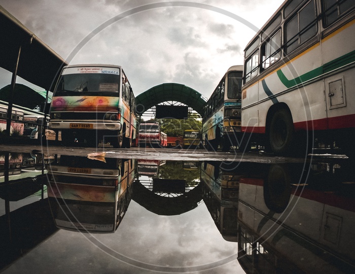 Local Buses At Kadamba Bus Terminal, Panaji