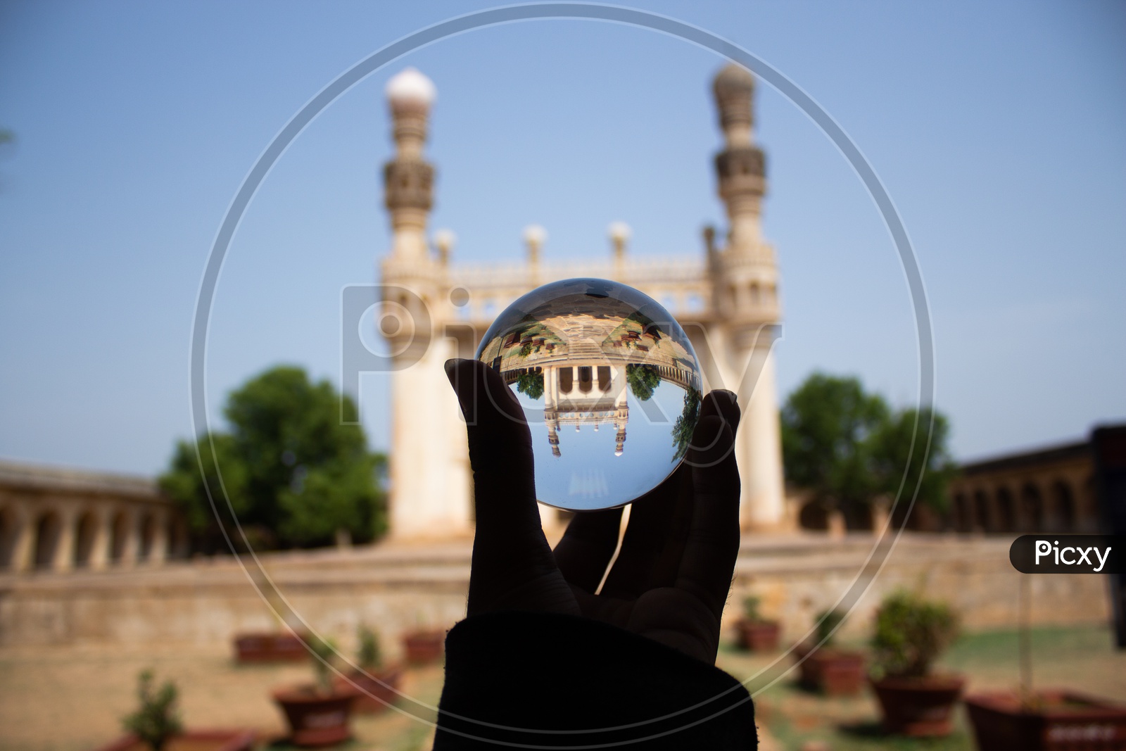 Juma masjid through lens ball