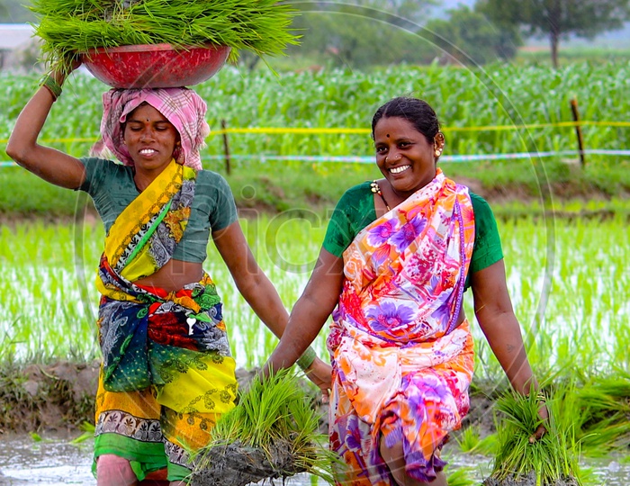 village women smiling